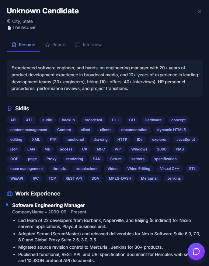 Structured Output — Transform verbose banking resumes into clean, standardized profiles focusing on  — Instalent.ai Finance & Accounting